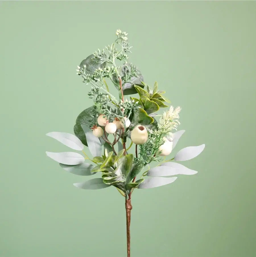 Faux Christmas Eucalyptus & Berry Pick – Red or White
