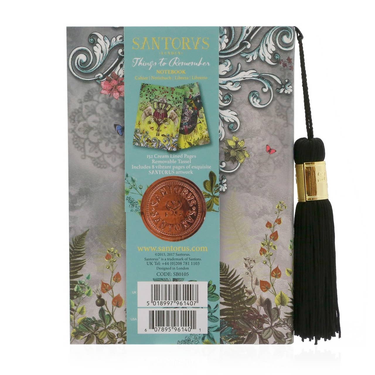Decorative bookmark with tassel and packaging on a white background
