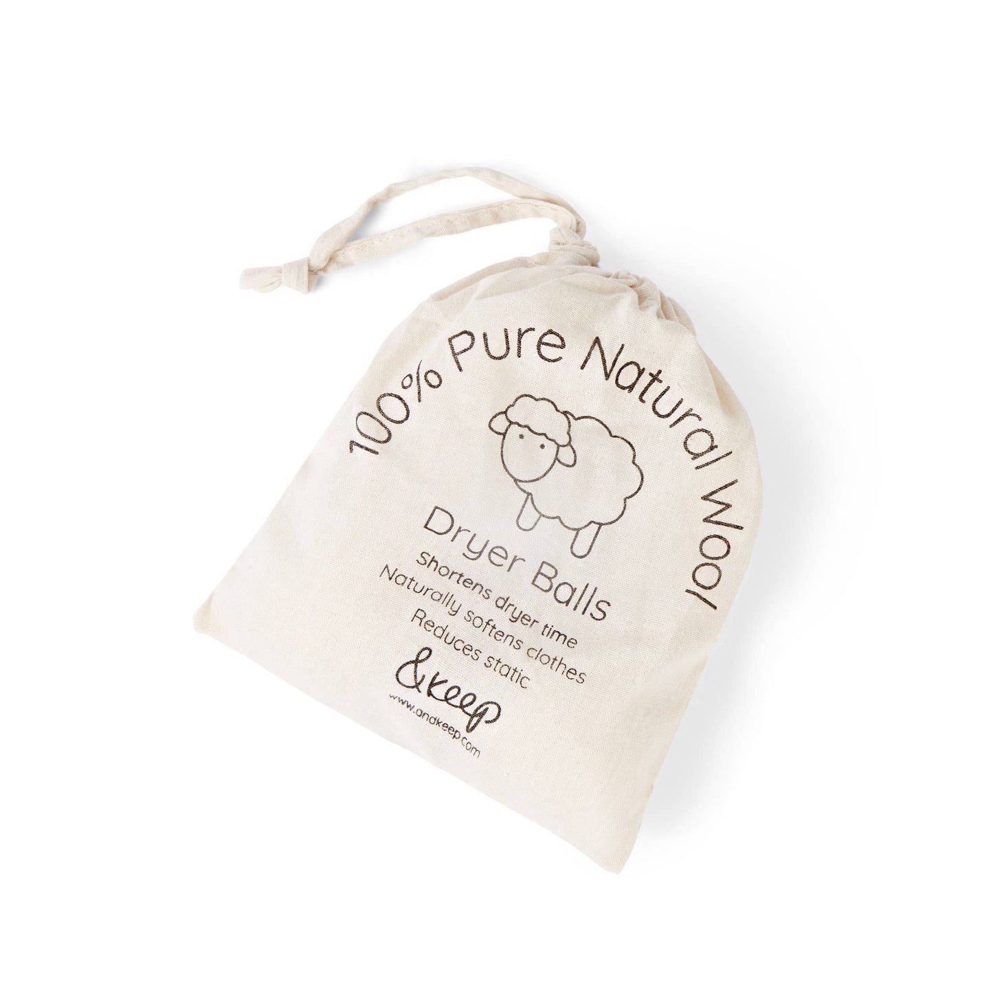 Dryer balls bag with &Keep details