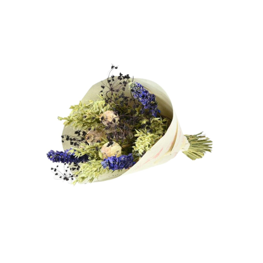 Dried Bouquet Blue Delphinium, Poppy Pod & Oat Mix
