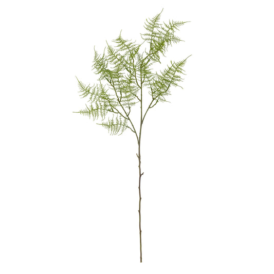 Artificial plant stem with green leaves on a white background