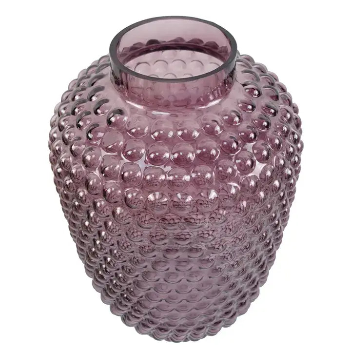 Glass mulberry bubble vase over head view
