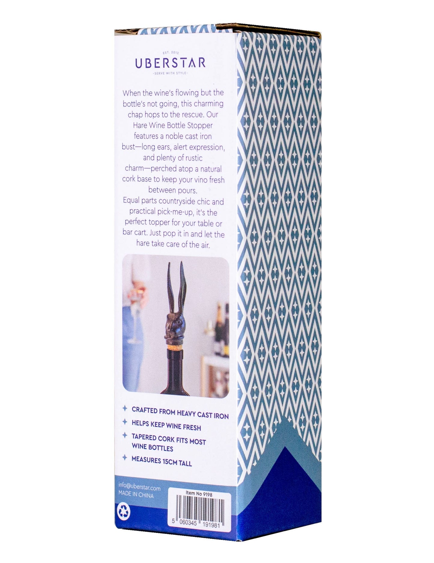 Box packaging of Uberstar with product image and text on a white background