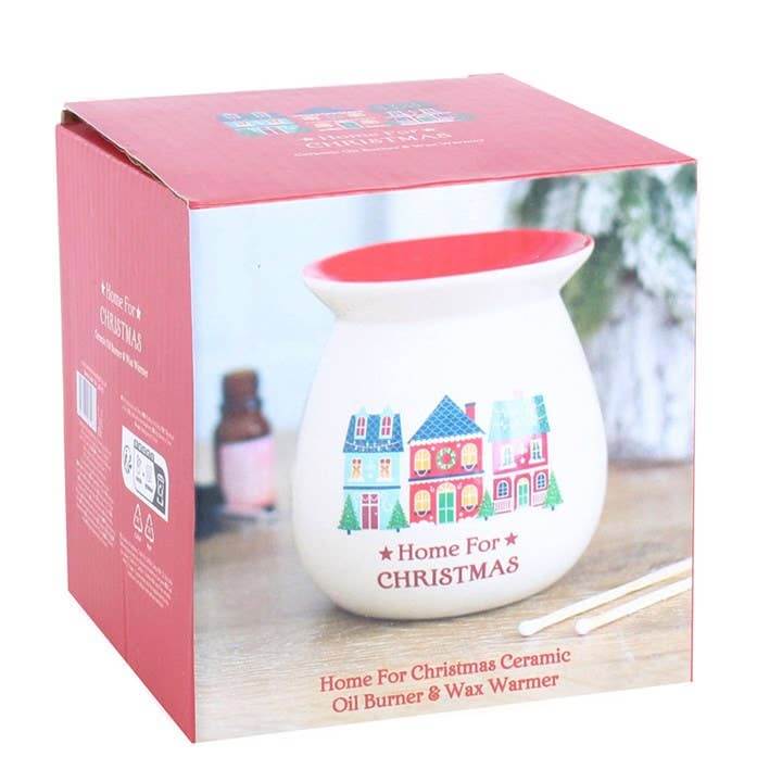 Home for Christmas oil burner and wax warmer shown in its retail gift box