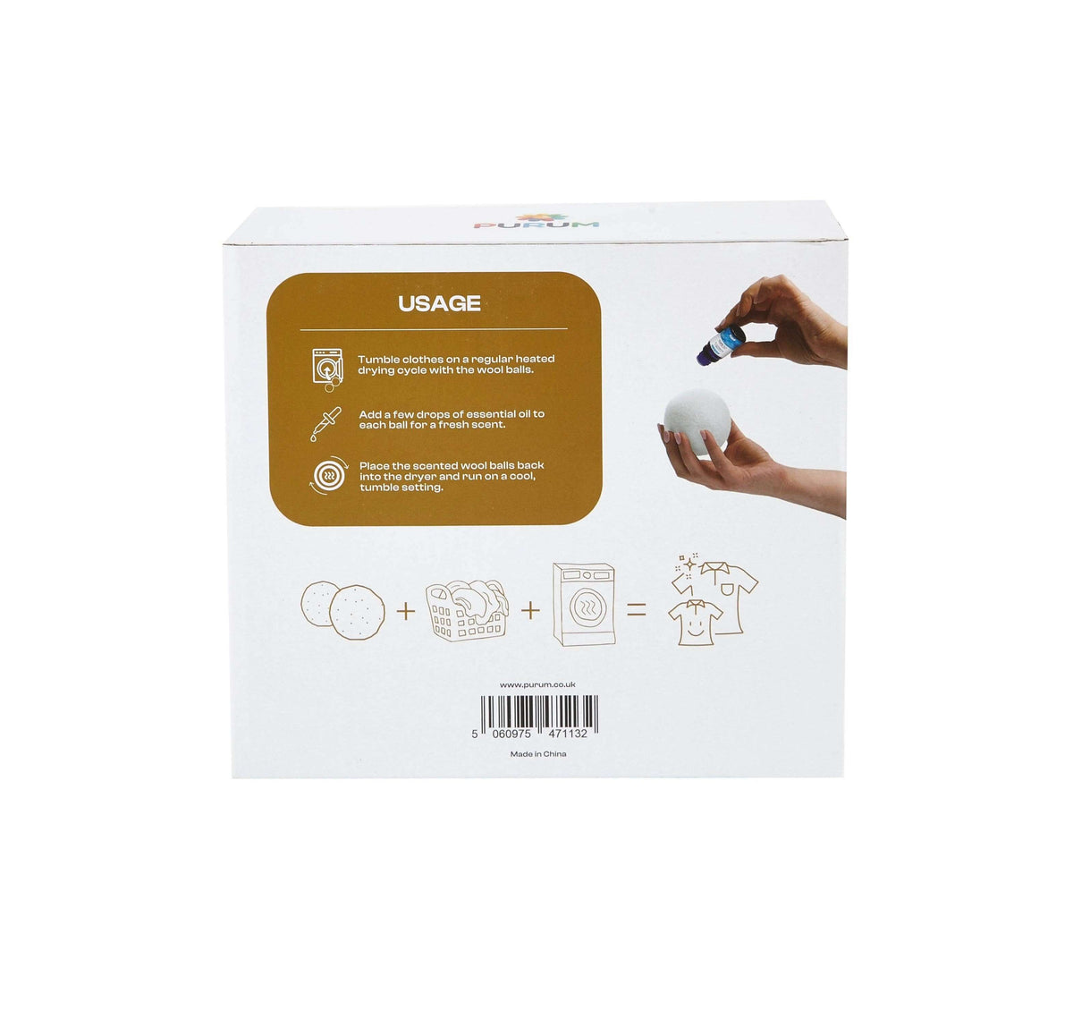 Organic Wool Dryer Balls back of the box