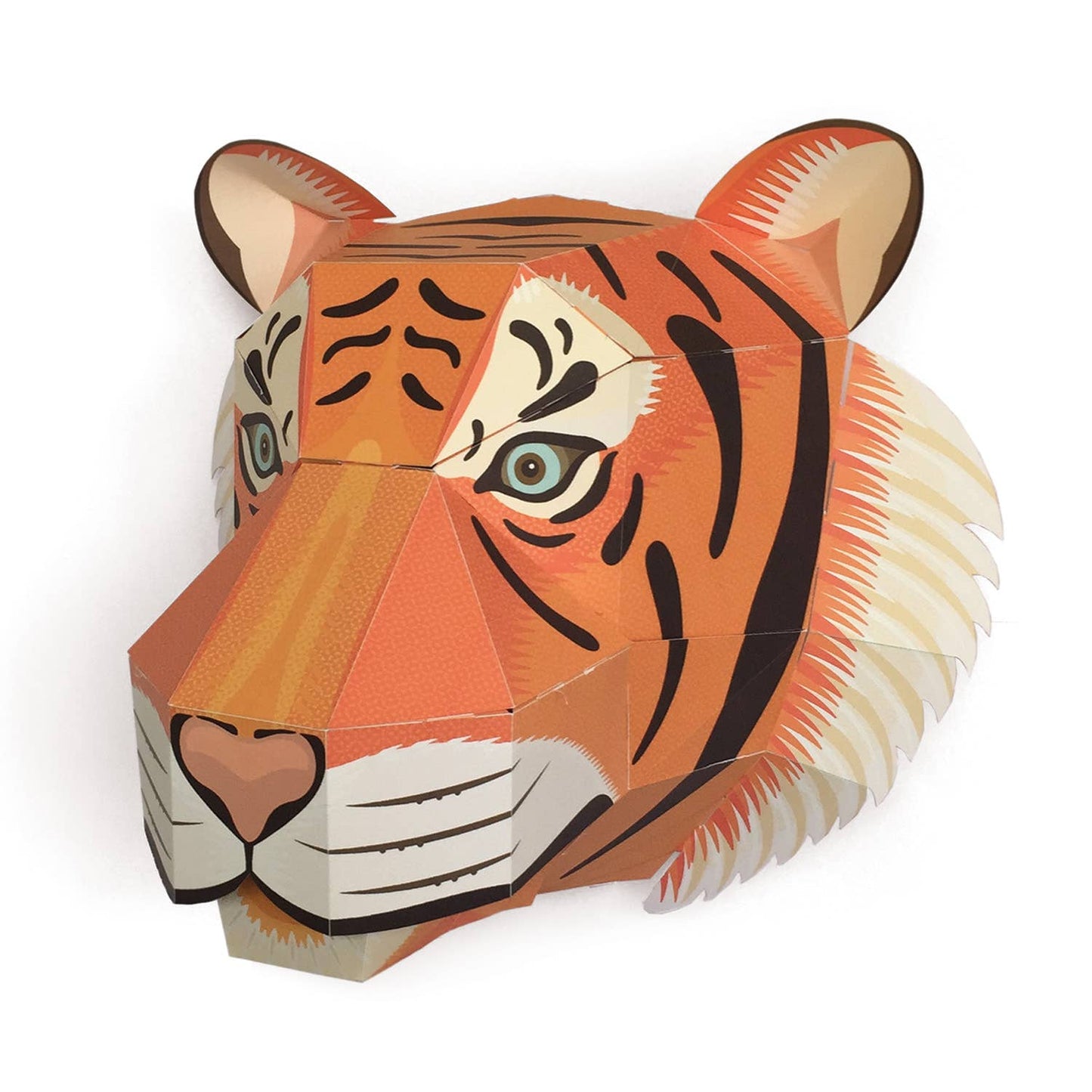 3D paper tiger head model on a white background