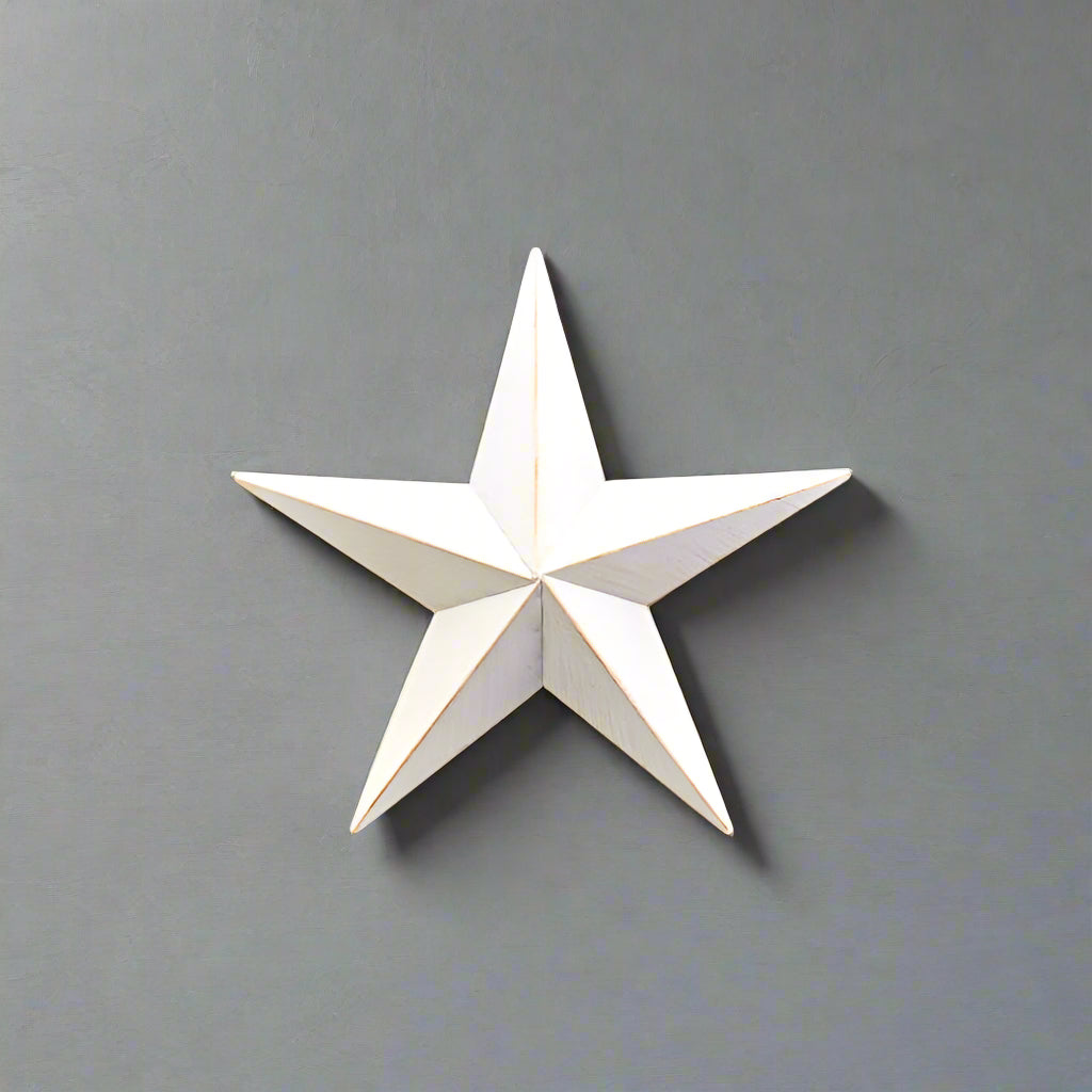 White rustic metal star for your wall. 35 cm wide approx