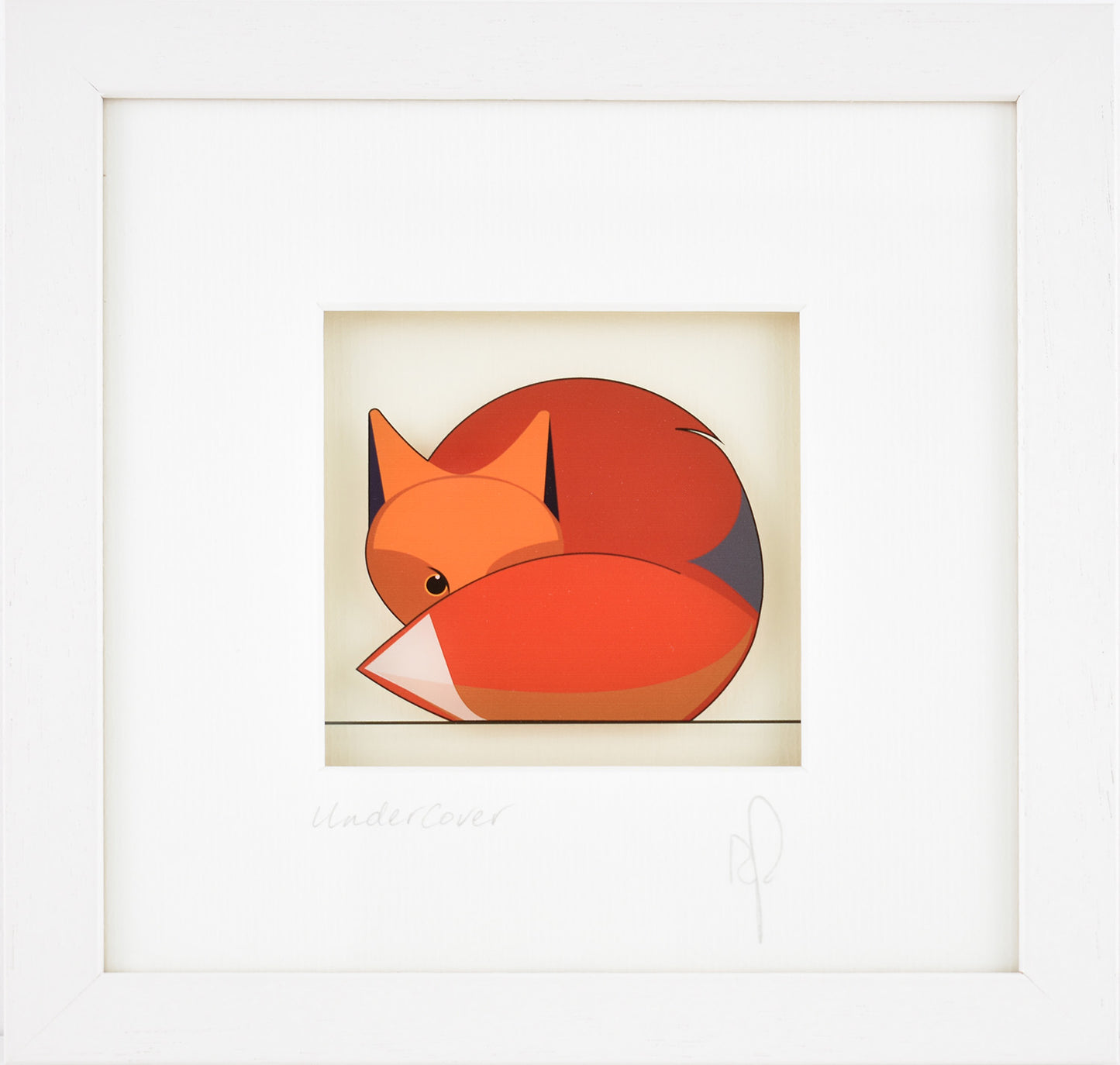 Framed illustration of a fox on a beige background