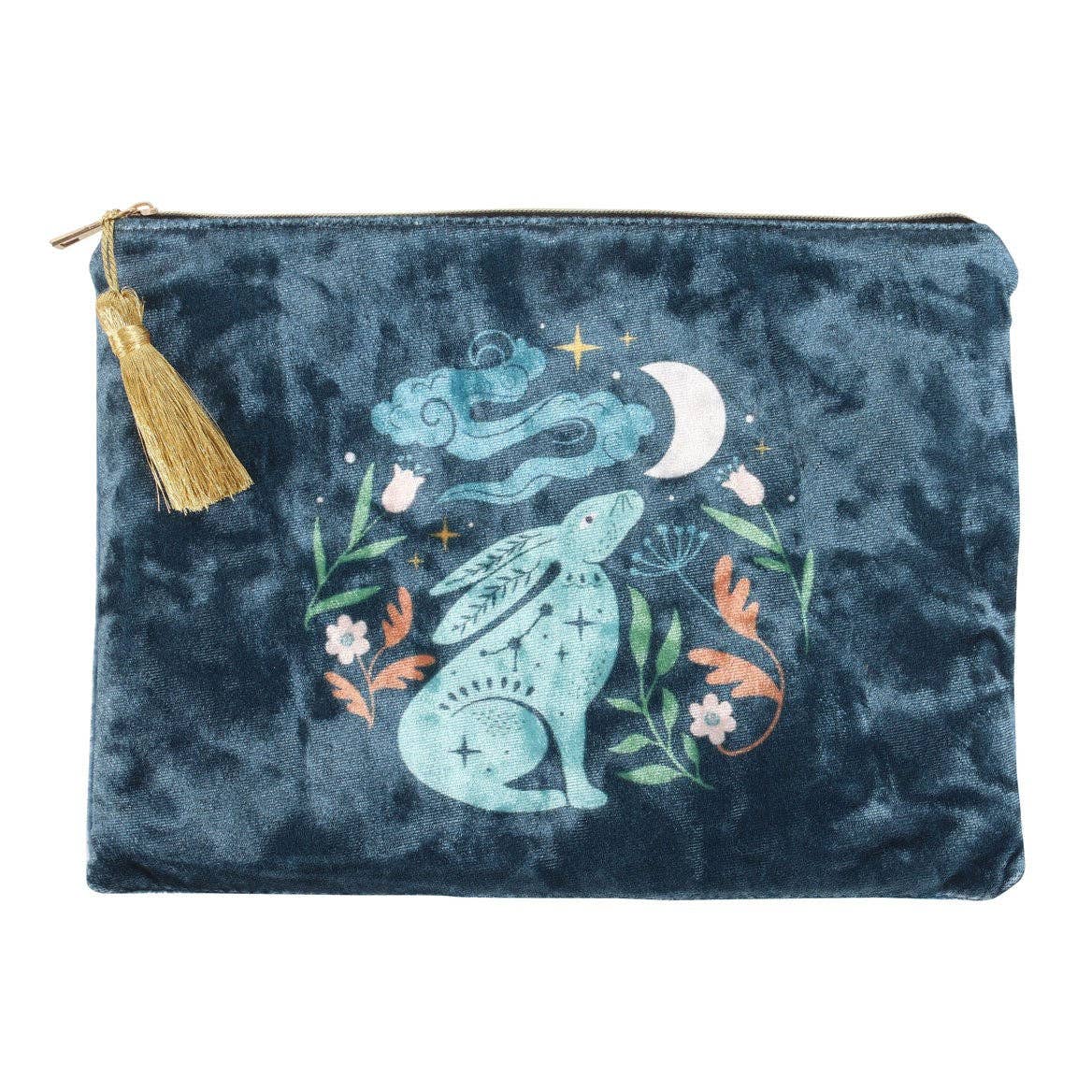 Mystical Midnight Hare Velvet Makeup Bag