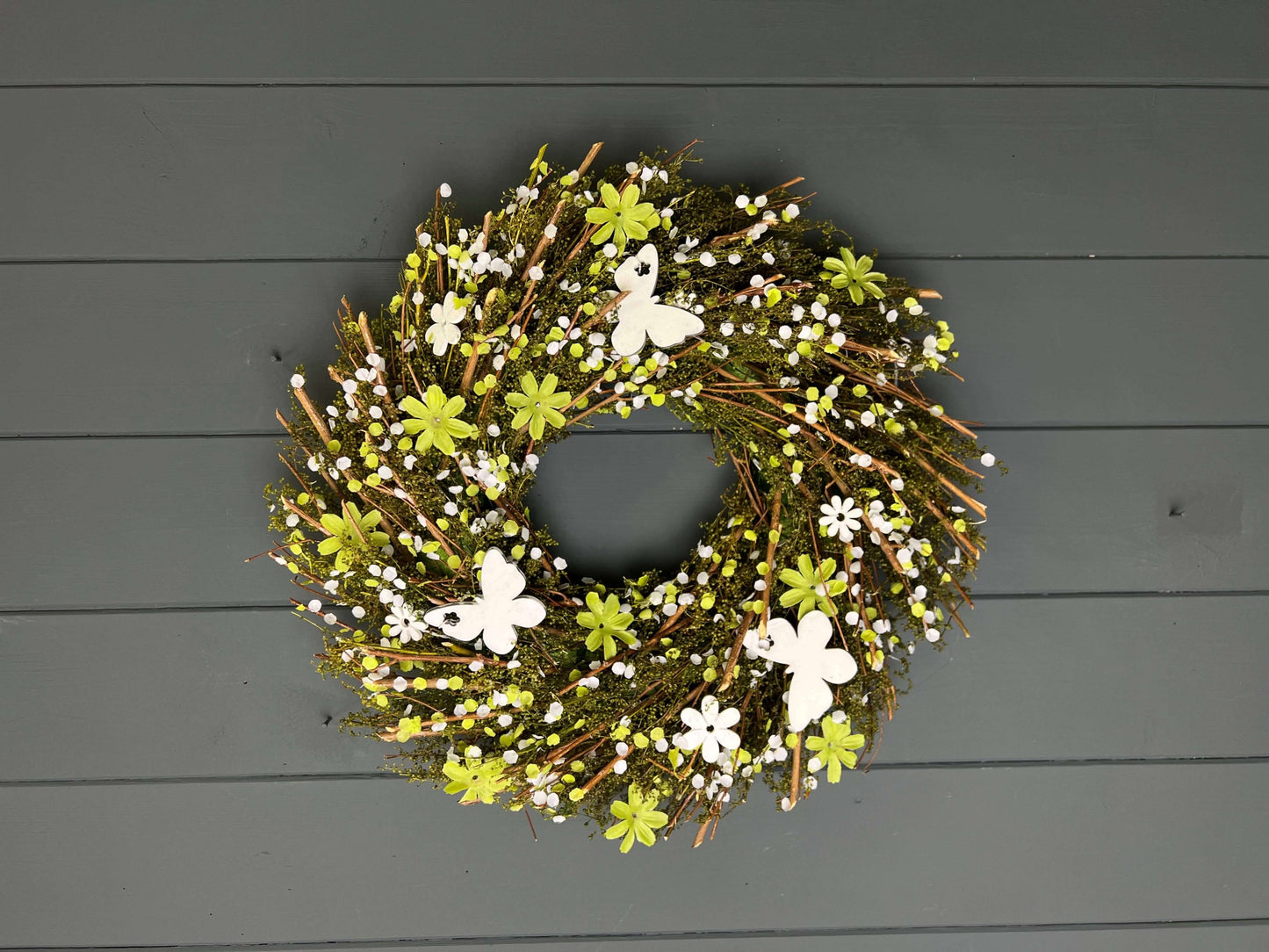 Spring Butterfly and Flower Wreath