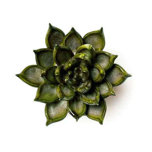 Decorative Ceramic Wall Flower Art:  Small Succulent Green
