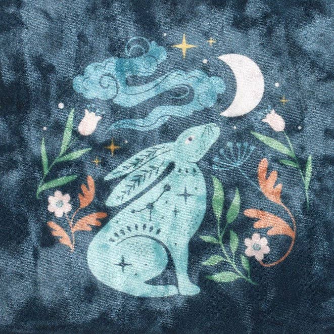 Mystical Midnight Hare Velvet Makeup Bag