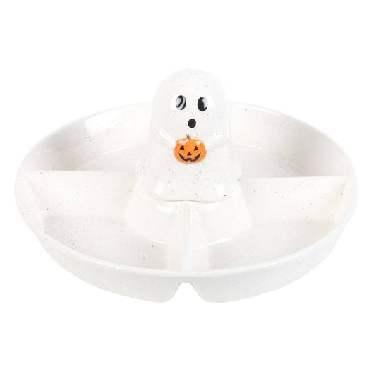 Ghost Halloween Chip & Dip Snack Serving Dish on white background