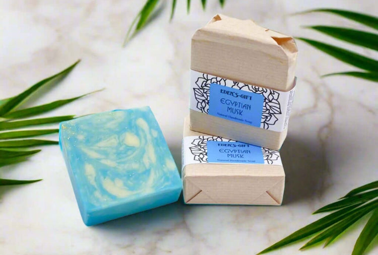 Eden's Gift handmade soap on marble counter top