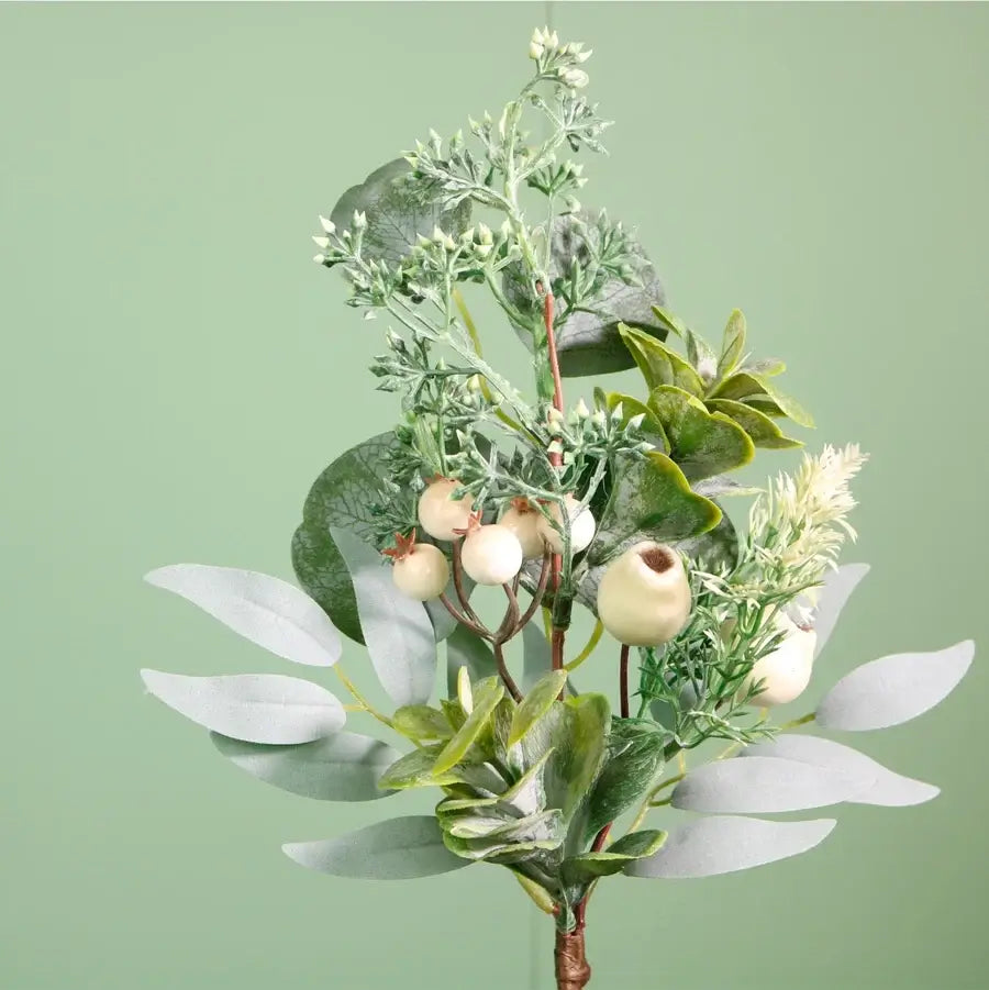 Faux Christmas Eucalyptus & Berry Pick – Red or White
