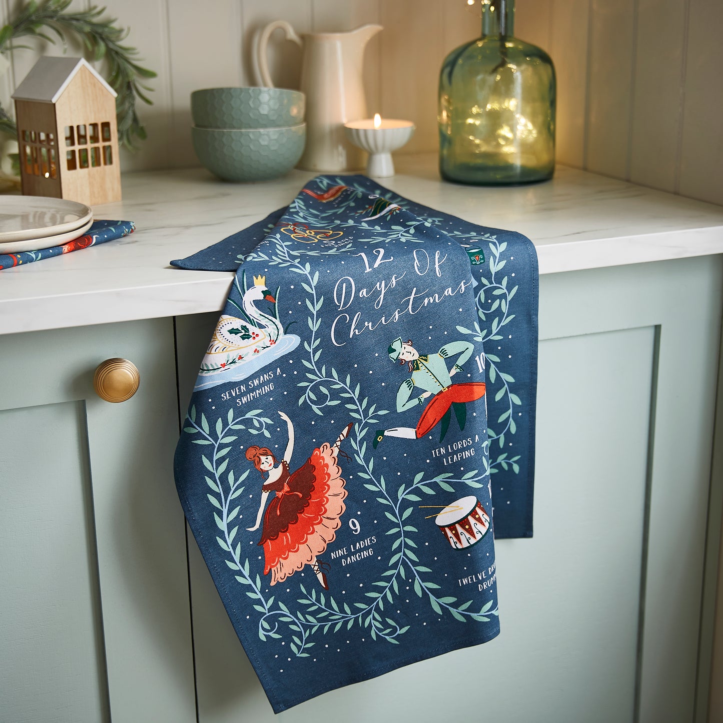 Cotton Tea Towel - 12 Days of Christmas