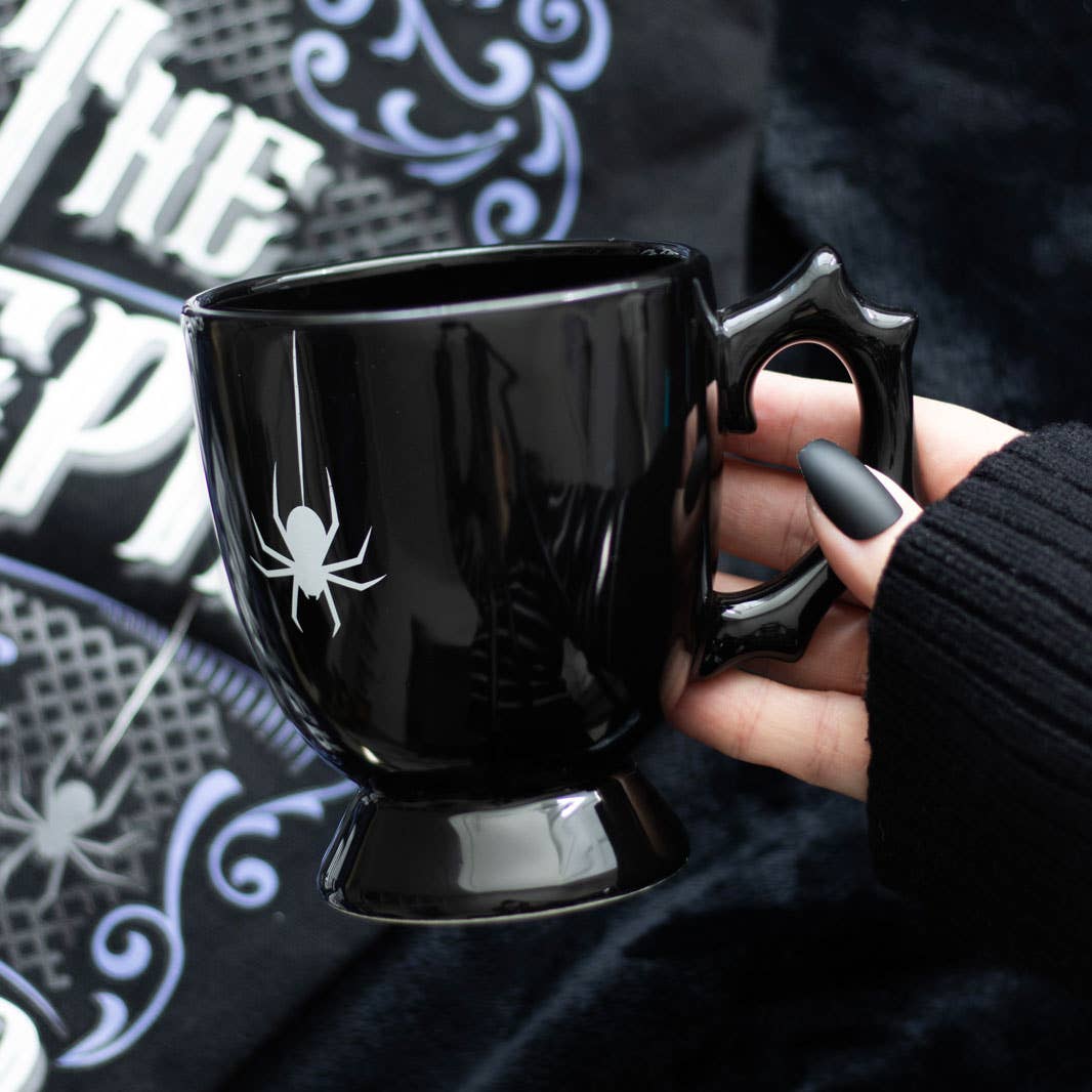 Gothic Halloween Black Spider Teacup Mugs