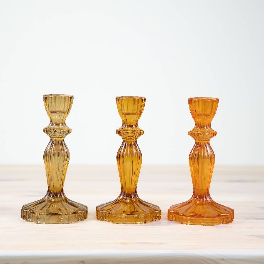 Glass Candle Holder - 15.8cm