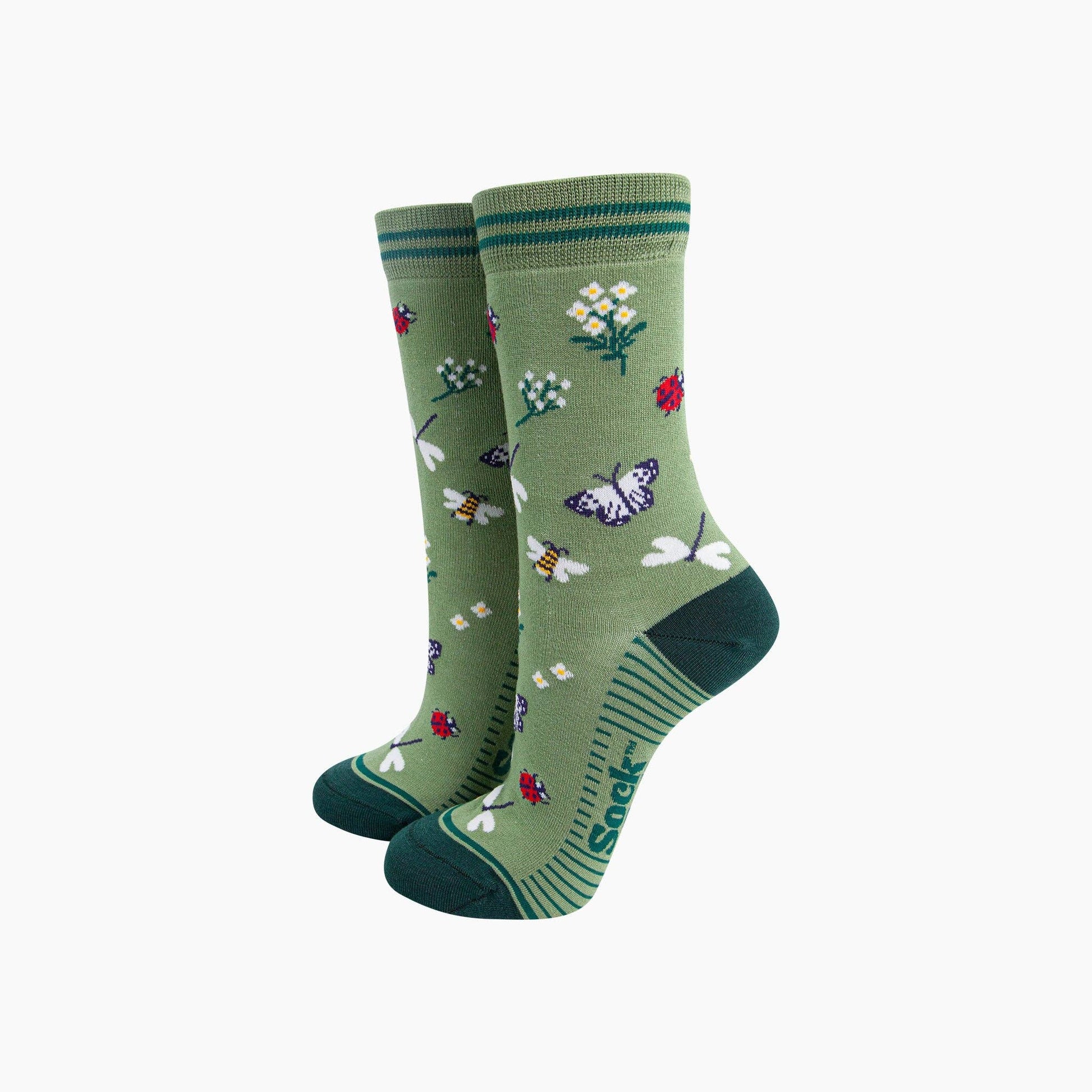 Garden Ladybird & Butterfly Bamboo Socks