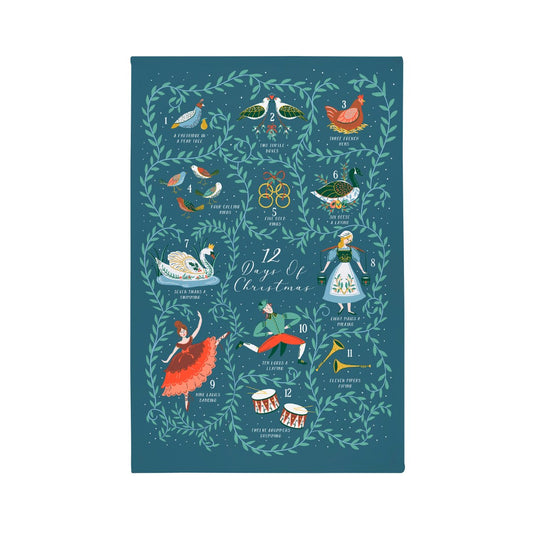 Cotton Tea Towel - 12 Days of Christmas