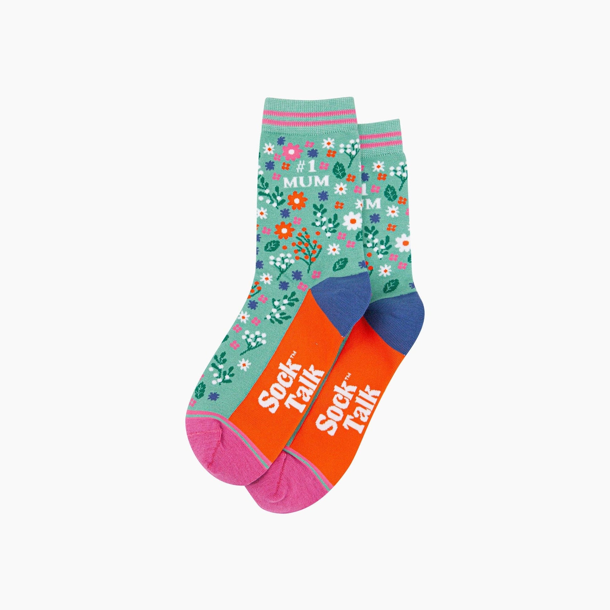 Number 1 Mum Floral Bamboo Socks: UK 3-7