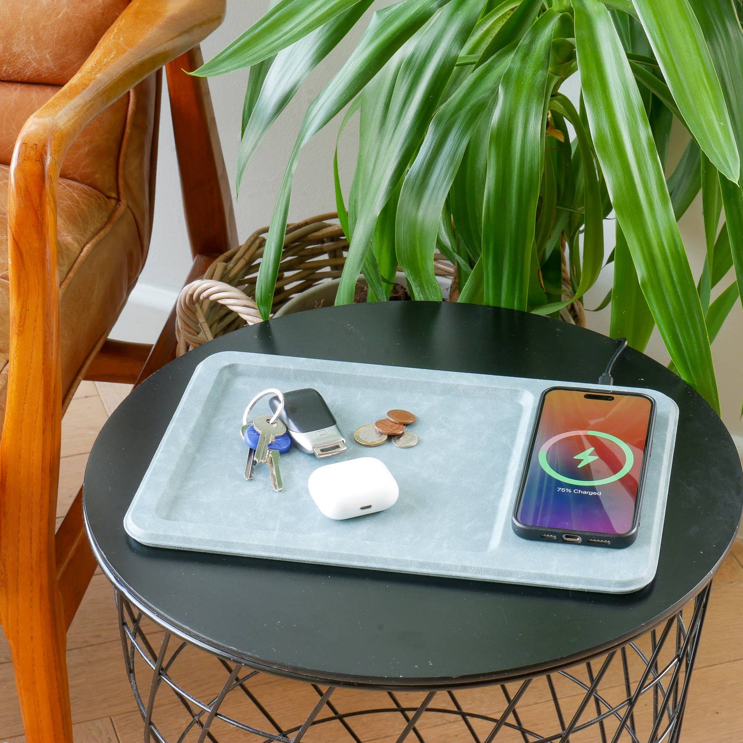 PU Leather Wireless Charging Vanity Tray
