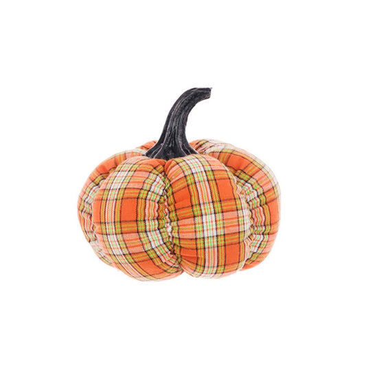 Floral Orange Check fabric Pumpkin