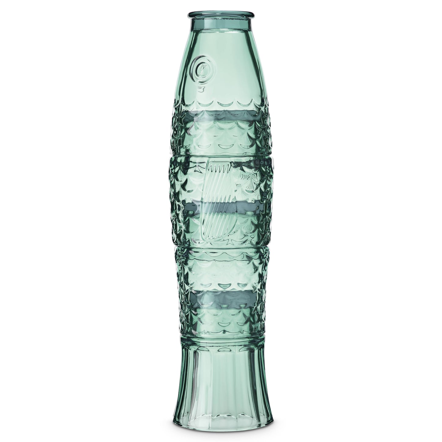 Green - Fish Stacking Drinking Glass - Set of 4 Glasses on a white background