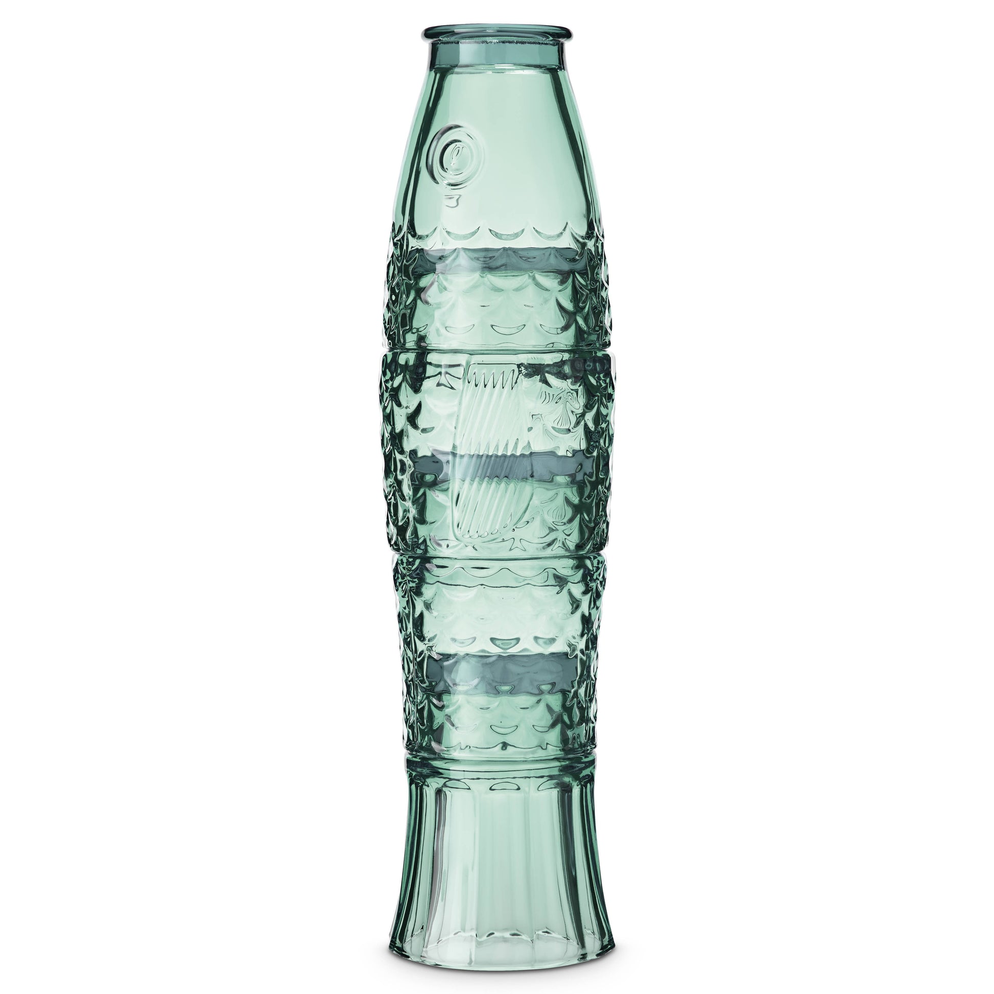 Green - Fish Stacking Drinking Glass - Set of 4 Glasses on a white background