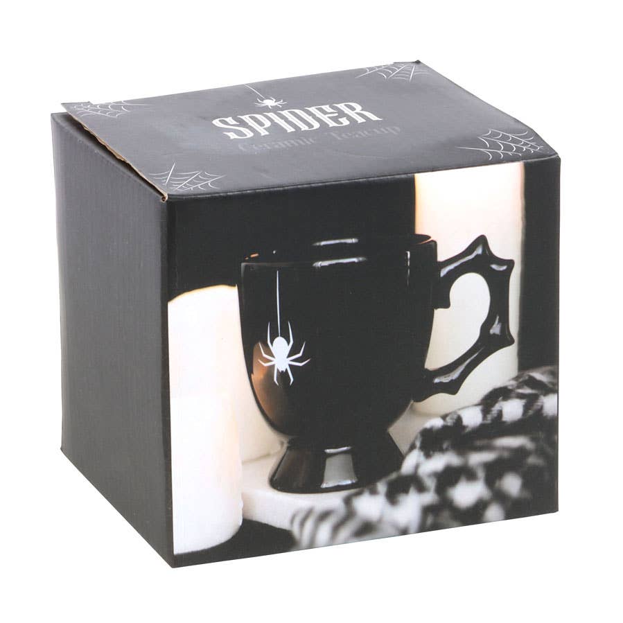 Gothic Halloween Black Spider Teacup Mugs