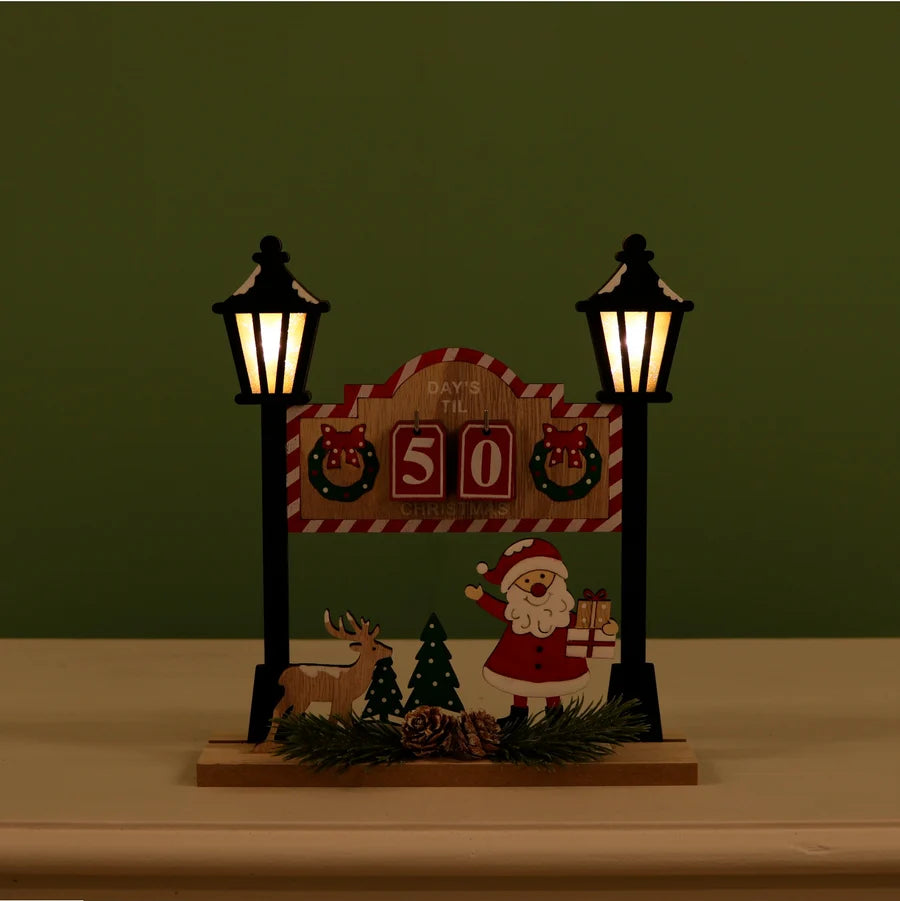 Festive Wooden Countdown To Xmas No:4 (Light Up)