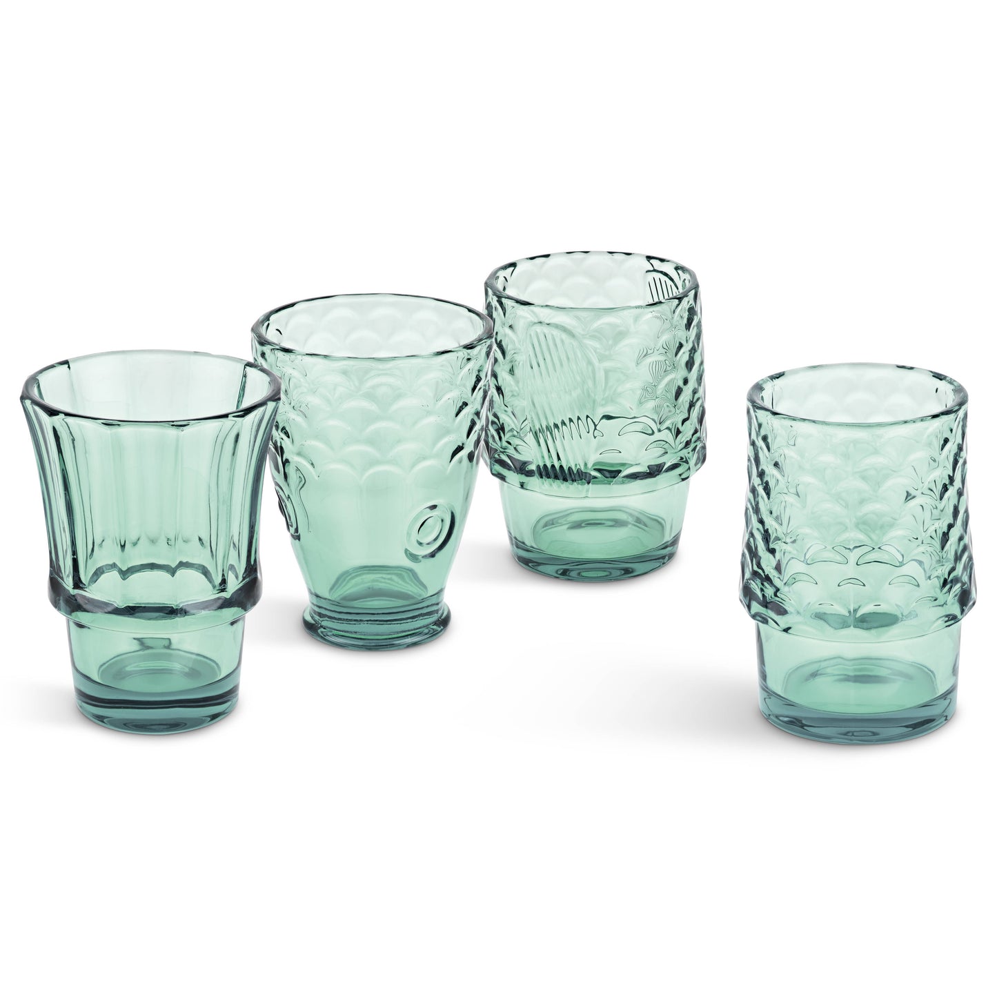 Green - Fish Stacking Drinking Glass open on a white background