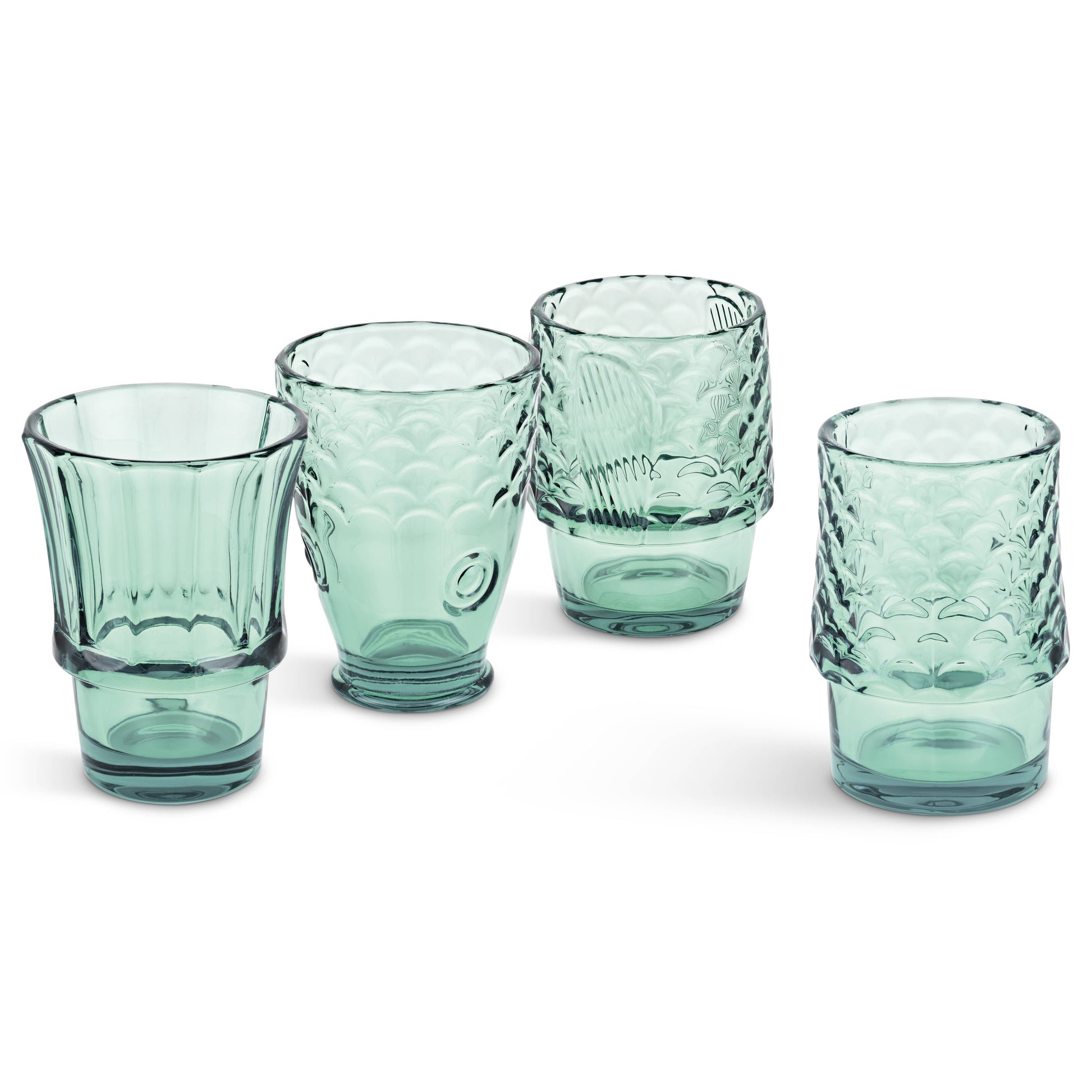 Green - Fish Stacking Drinking Glass open on a white background