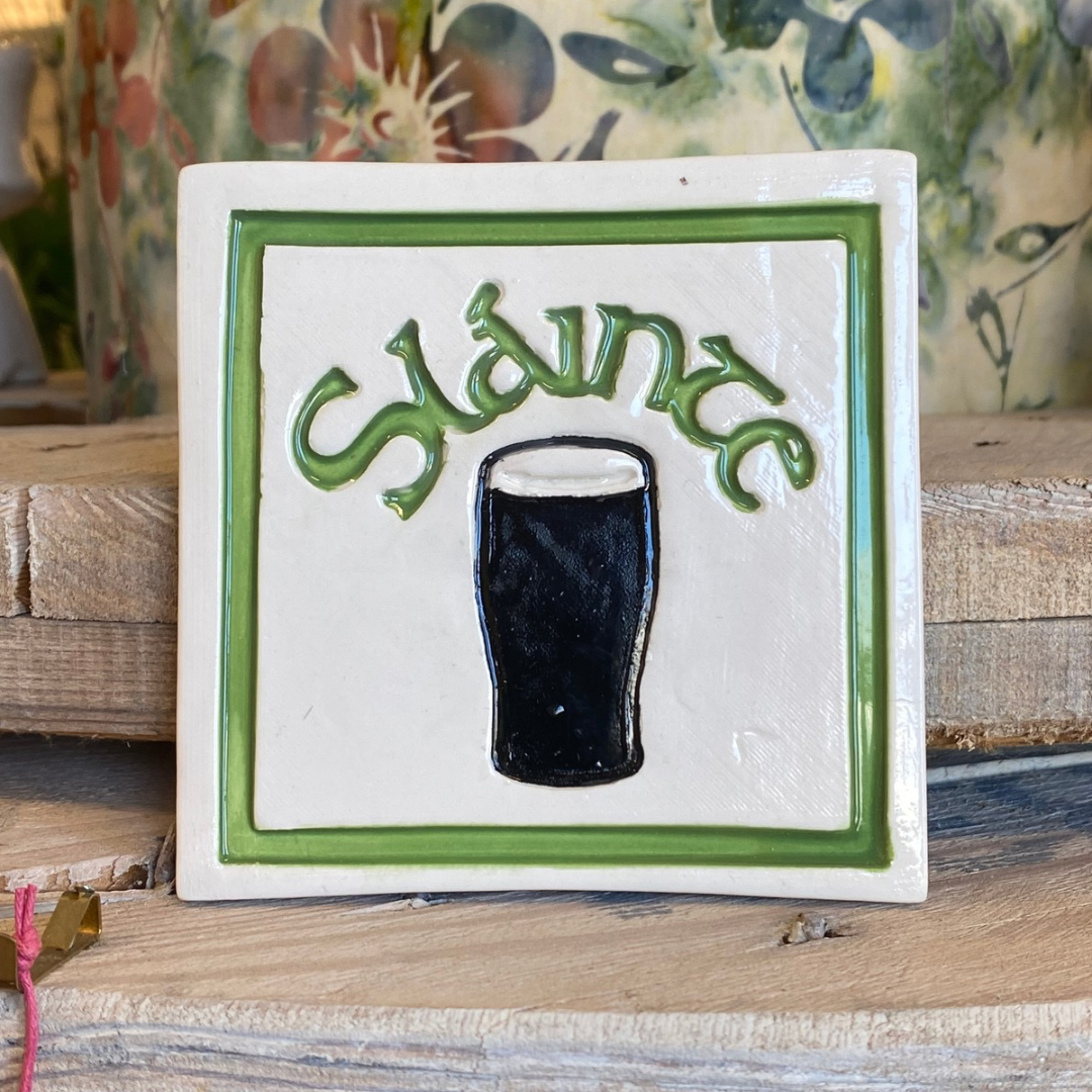Handmade Ceramic Coaster - Slainte Pint