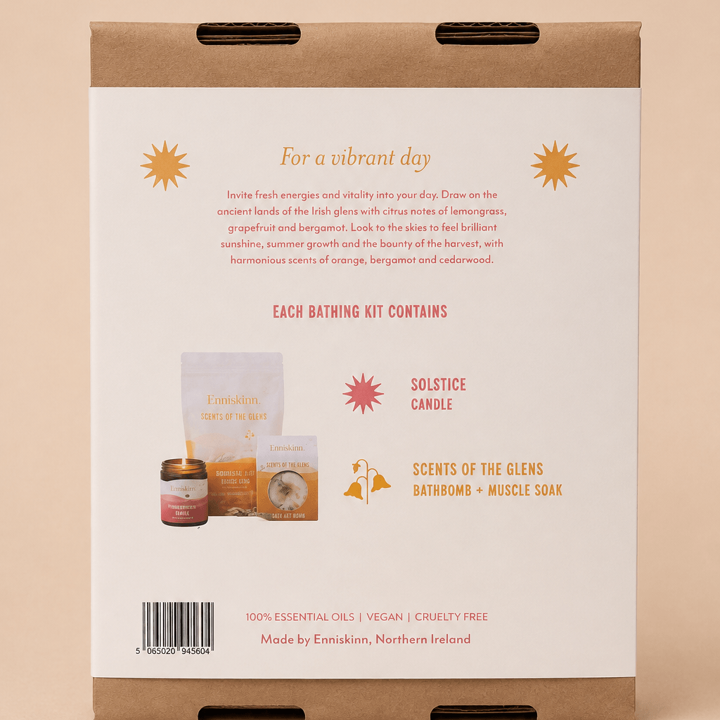 Back of the Golden Hour Soak bath gift set box showing product information