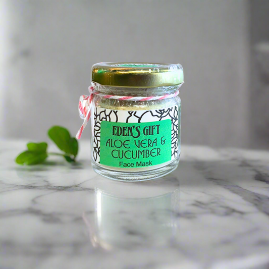 Jar of Eden's Gift Aloe Vera & Cucumber Face Mask on a white background