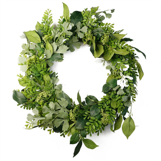 Green leaf wreath on a white background