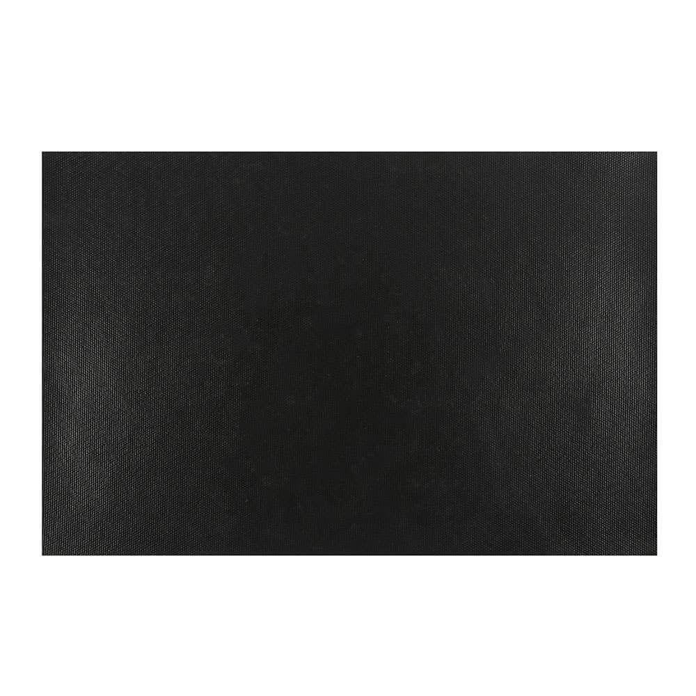 Solid black color back of floor mat on a white background