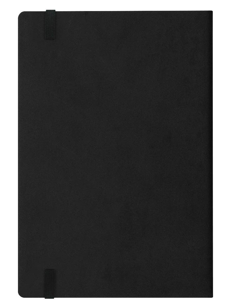 Black notebook on a white background