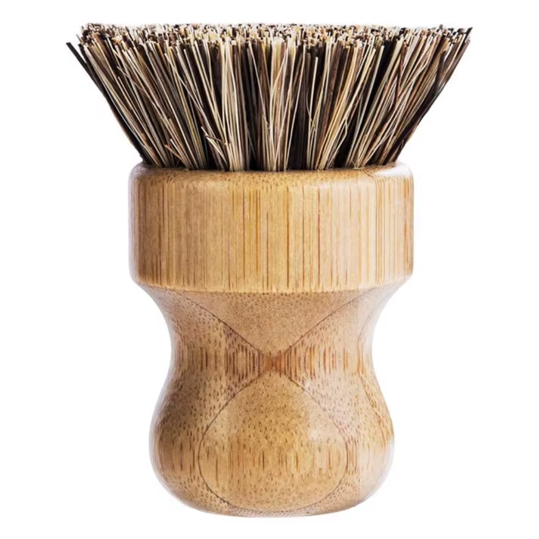 Bamboo brush with bristle head on a white background