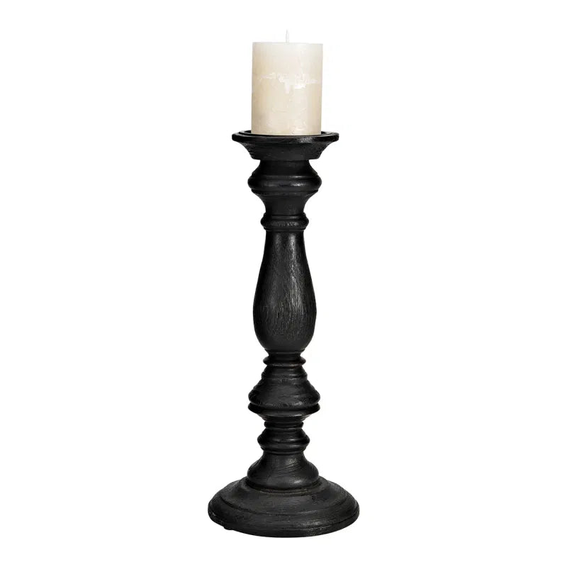 Tall Black Wooden Candle Stick