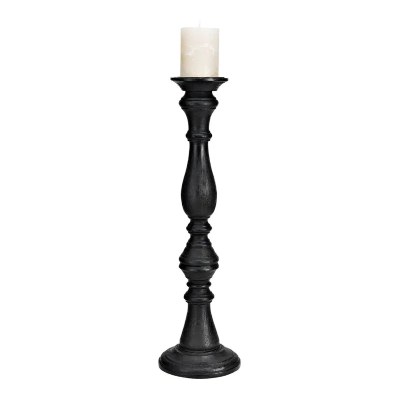 Tall Black Wooden Candle Stick