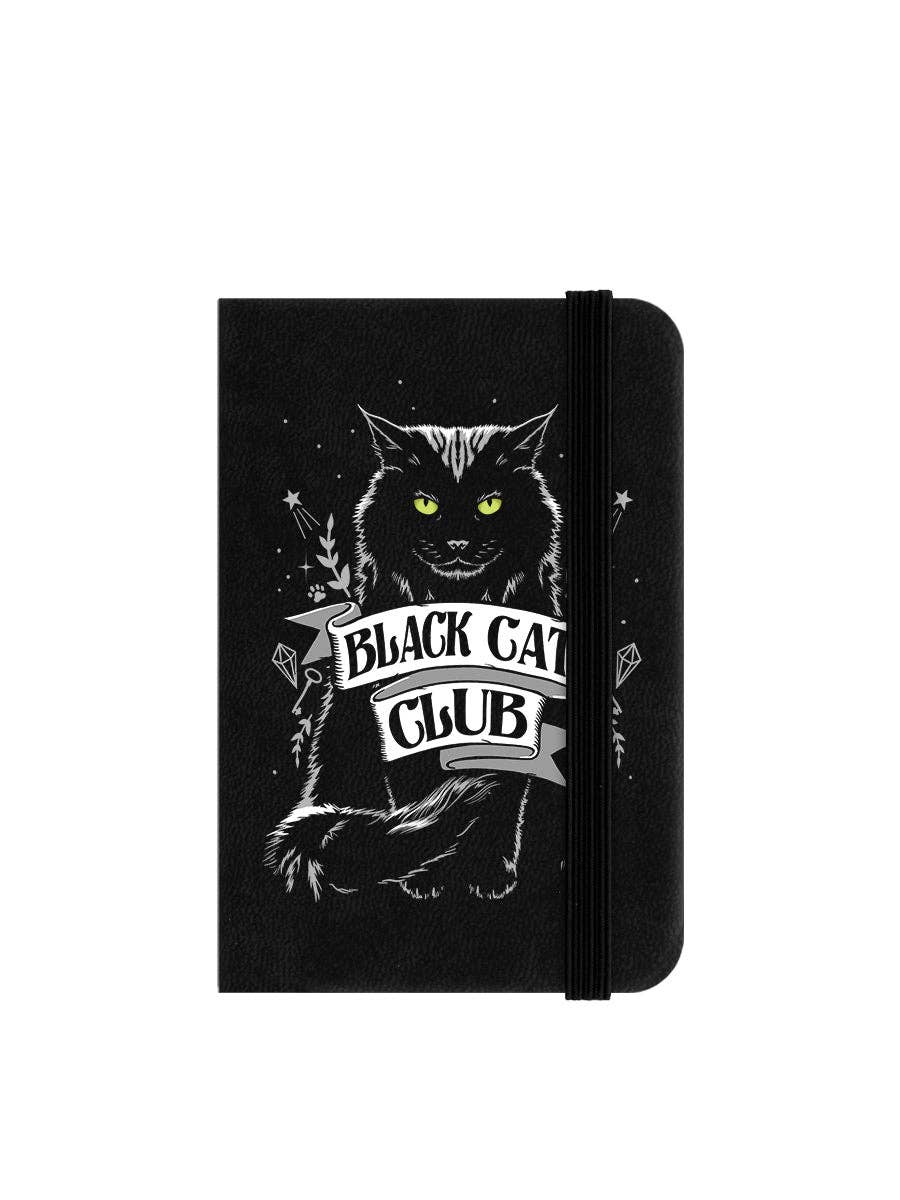 Black notebook with a cat design and 'Black Cat Club' text on a white background