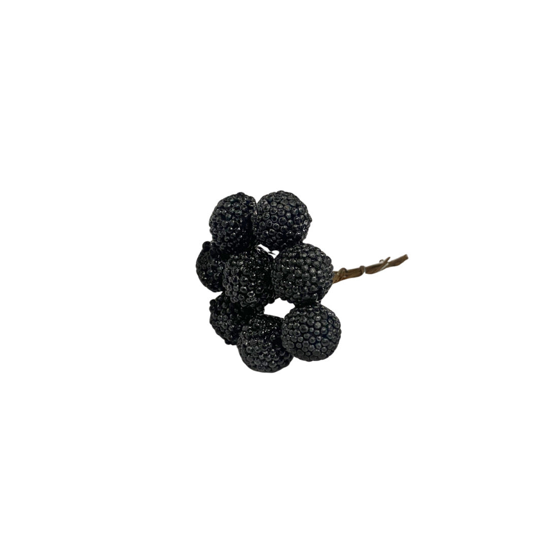 Cluster of black berries on a white background