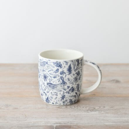 Blue Hare Floral Mug