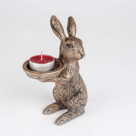 Brass coloured Hare Candle holder