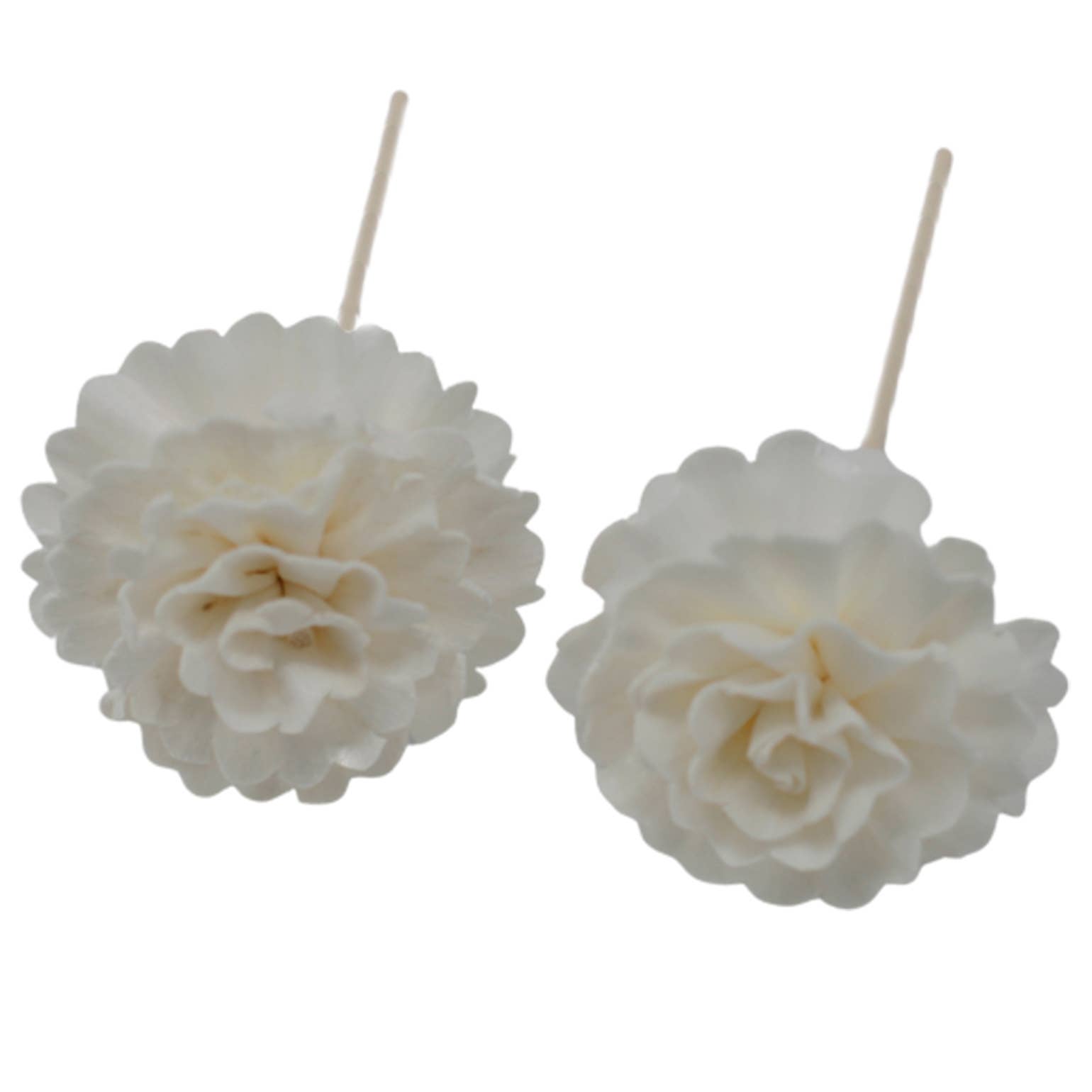 Two white carnation reed diffusers against a white background