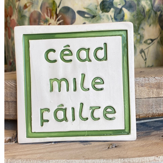 Handmade Ceramic Coaster - Cead Mile Failte