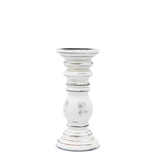 White distressed candle holder on a white background