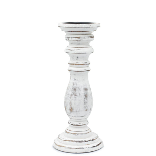 White distressed candle holder on a white background